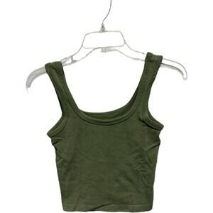 Freshwear Basics Layering Cropped Tank Green Size M/L Ribbed Lounge Casual